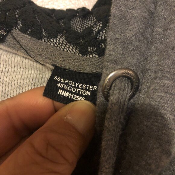 Miss Me Black/ Gray Lace Hoodie - Picture 3 of 8